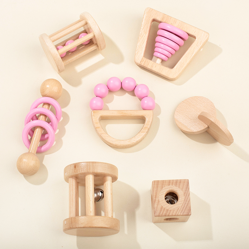 Dry Food Baby - Montessori Ahşap Oyuncaklar Renkli Bebek Çıngırak