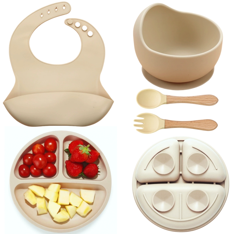 Baby Food Dinner - 5 adet silikon bebek besleme seti