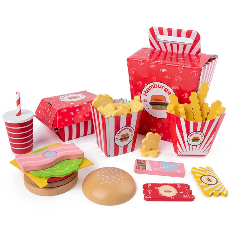 Dry Food Baby - Montessori Ahşap Bebek oyuncakları Mutfak Burger