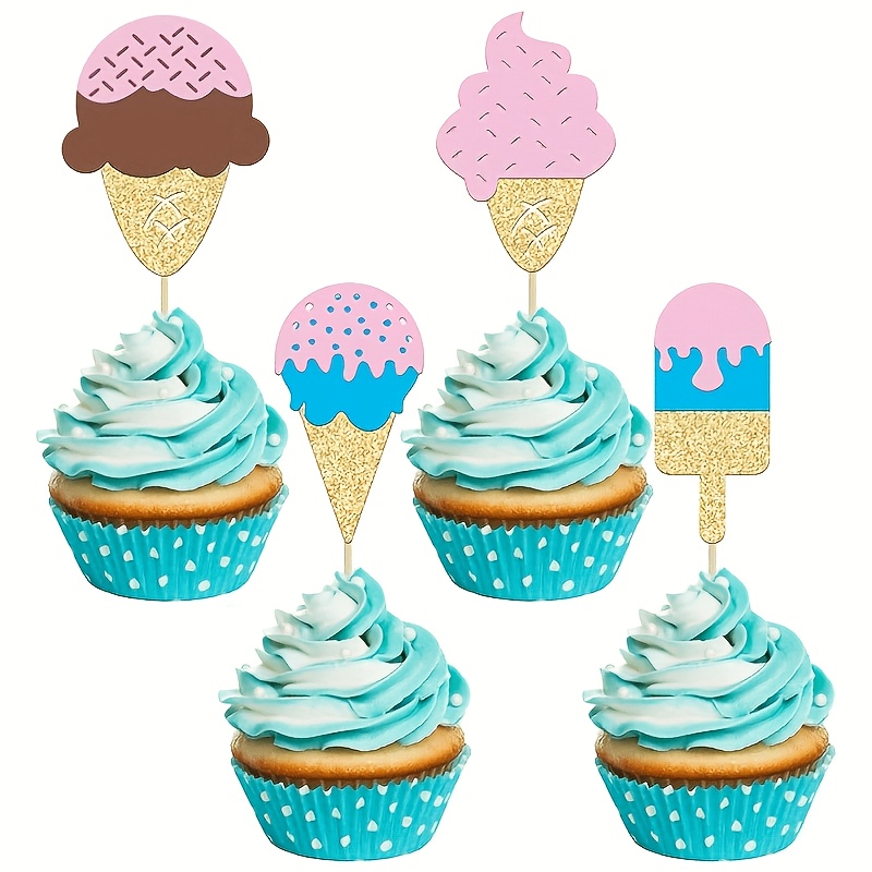 Baby Food Dessert - 12 Parça Simli Dondurma Cupcake Süsleri